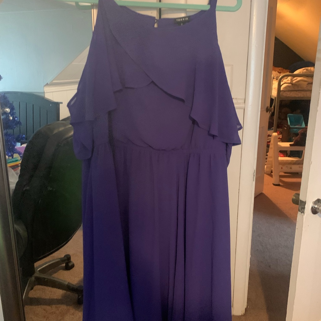 Nwt Torrid Size 2 Purple Chiffon Off The Shoulder Dress